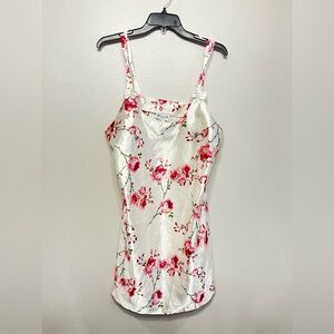 Sante Floral Vintage Pink White Bow Detail Coquette Cottage Slip Dress Sz Large